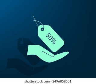 Vector illustration with shadow on blue background with gradient
