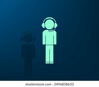 Vector illustration with shadow on blue background with gradient