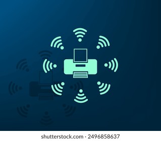 Vector illustration with shadow on blue background with gradient