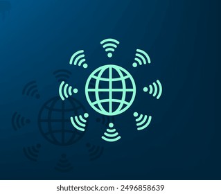 Vector illustration with shadow on blue background with gradient