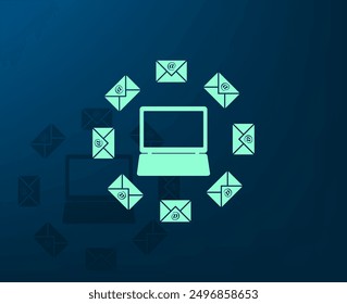 Vector illustration with shadow on blue background with gradient