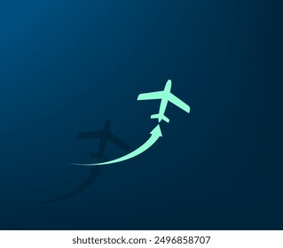 Ilustración vectorial con sombra sobre fondo azul con gradiente