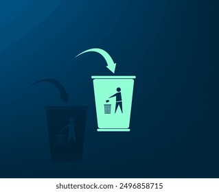 Vector illustration with shadow on blue background with gradient
