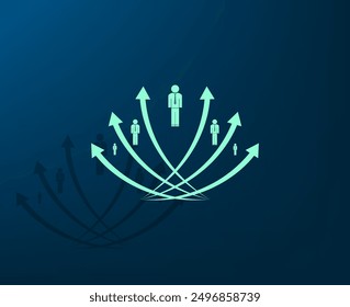 Vector illustration with shadow on blue background with gradient