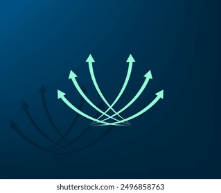 Ilustración vectorial con sombra sobre fondo azul con gradiente