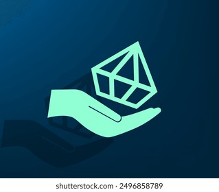 Ilustración vectorial con sombra sobre fondo azul con gradiente