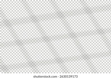 Ilustración vectorial con superposiciones de sombras sobre fondo transparente. Sombras de marco de ventana para efectos de luz natural. Escena fotorrealista