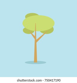 vector illustration of shady tree with two steam . can use for any design nature or healthy topic, flat design, icon tree, green tree for natural background