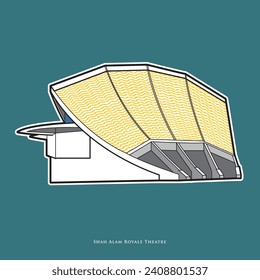 Vector Illustration of Shah Alam Royale Theatre in Selangor, Malaysia.