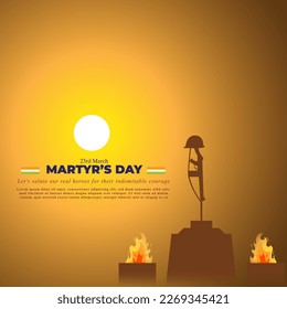 Vector illustration of Shaheed Diwas banner with hindi text meaning Martyrs' Day