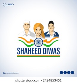 Vector illustration of Shaheed Diwas social media feed template written Hindi text means martyr day 