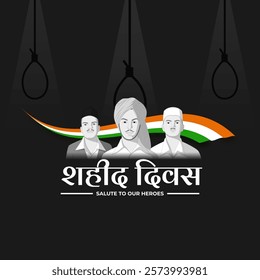 Vector illustration of Shaheed Diwas social media template with written hindi text meaning Shaheed Diwas