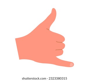 Vector illustration of shaka hand sign gesture isolated on white background.