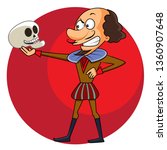 Vector illustration of Shakespeare as Cartoon character, Main object and background in different layers, easy to edit.