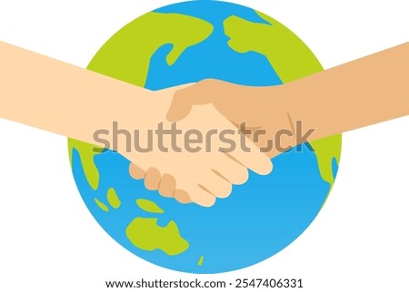 Vector illustration of shaking hands with the earth