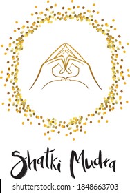 Vector illustration of shakti mudra. The mudra of the Force. This mudra has a calming effect and promotes good sleep. Mudra also counteracts cramps in the intestines or menstrual difficulties.