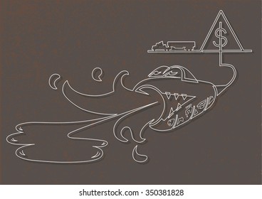 Vector illustration of shale gas extraction depicted as a monster