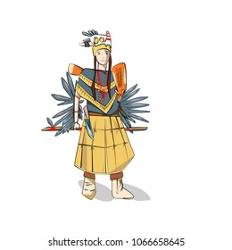Vector illustration. Shaman in clothes for a ceremony for printing, illustration, children's products.
