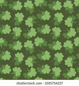 Vector illustration of a shamrock pattern for the national holiday of Ireland Saint Patricks Day seamless background 