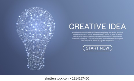 Vector illustration. Shape bulb. Lines and dots. Low poly concept. Eps 10