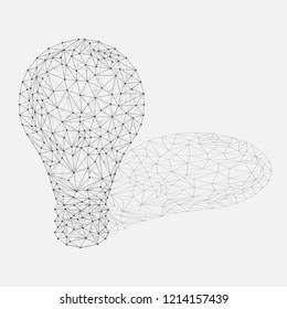 Vector illustration. Shape bulb. Lines and dots. Low poly concept. Eps 10