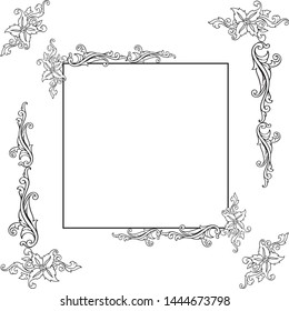 Vector illustration shape of card with abstract leaf flower frame