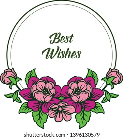 Vector illustration shape of card best wishes for beauty colorful flower frames
