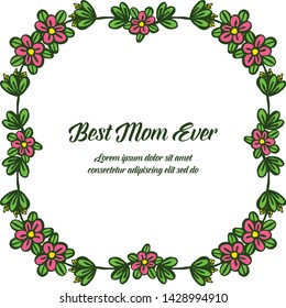 Vector illustration shape of card best mom with various crowd leaf flower frame