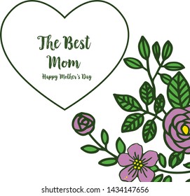Vector illustration shape of card best mom for pattern art purple wreath frame