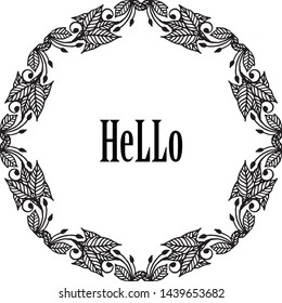 Vector illustration shape of card hello with various wreath frame