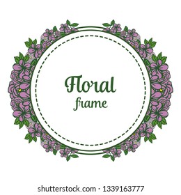 Vector illustration shape circular purple floral frame hand drawn