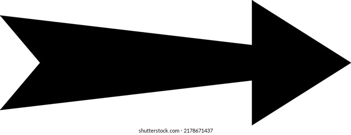 Vector illustration of the shape of a classic black arrow, pointing to the right