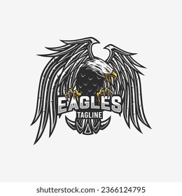 vector illustration in the shape of an eagle, for sports logos, clothing brands, tattoos or automotive logo designs