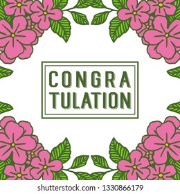 Vector illustration shape floral frame with lettering congratulation hand drawn