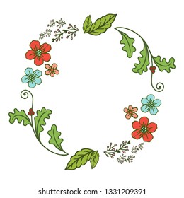 Vector illustration shape floral frame with lettering congratulation hand drawn