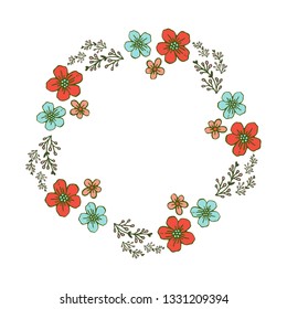 Vector illustration shape floral frame with lettering congratulation hand drawn