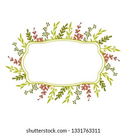 Vector illustration shape frame floral elegant hand drawn