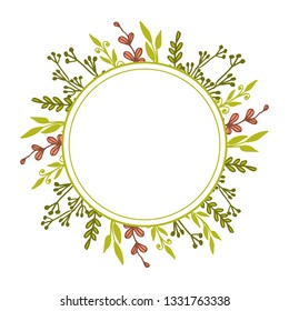 Vector illustration shape frame floral elegant hand drawn