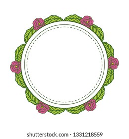 Vector illustration shape green leaf flower frame hand drawn