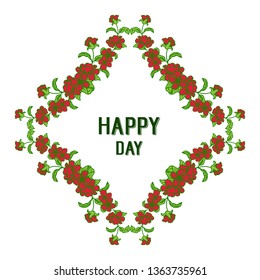 Vector illustration shape leaf flower frame with congratulation card happy day hand drawn