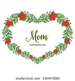 Vector illustration shape love frame flower leaves for writing card mom hand drawn
