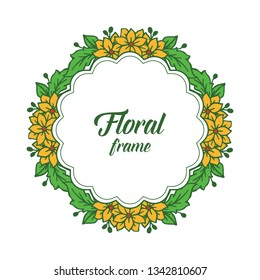 Vector illustration shape orange floral frame for greeting card hand drawn