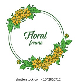 Vector illustration shape orange floral frame for greeting card hand drawn