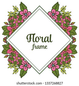 Vector illustration shape pink wreath frames bloom hand drawn