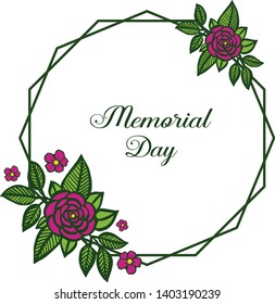 Vector illustration shape purple rose flower frame for invitation card of memorial days hand drawn