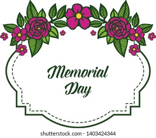 Vector illustration shape purple rose flower frame for invitation card of memorial days