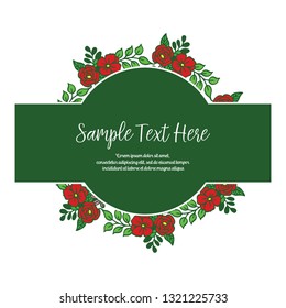 Vector illustration shape red flower frame with your sample text here hand drawn