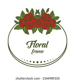 Vector illustration shape rose color floral frame with greeting cards hand drawn