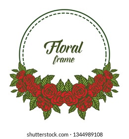 Vector illustration shape rose color floral frame with greeting cards hand drawn