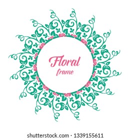 Vector illustration shape round frame floral leaf hand drawn